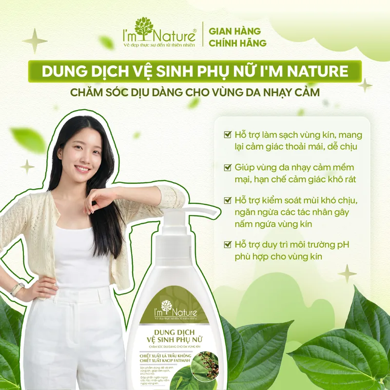 Lợi ích: hỗ trợ làm sạch, khử mùi, dịu nhẹ, duy trì pH phù hợp cho vùng kín